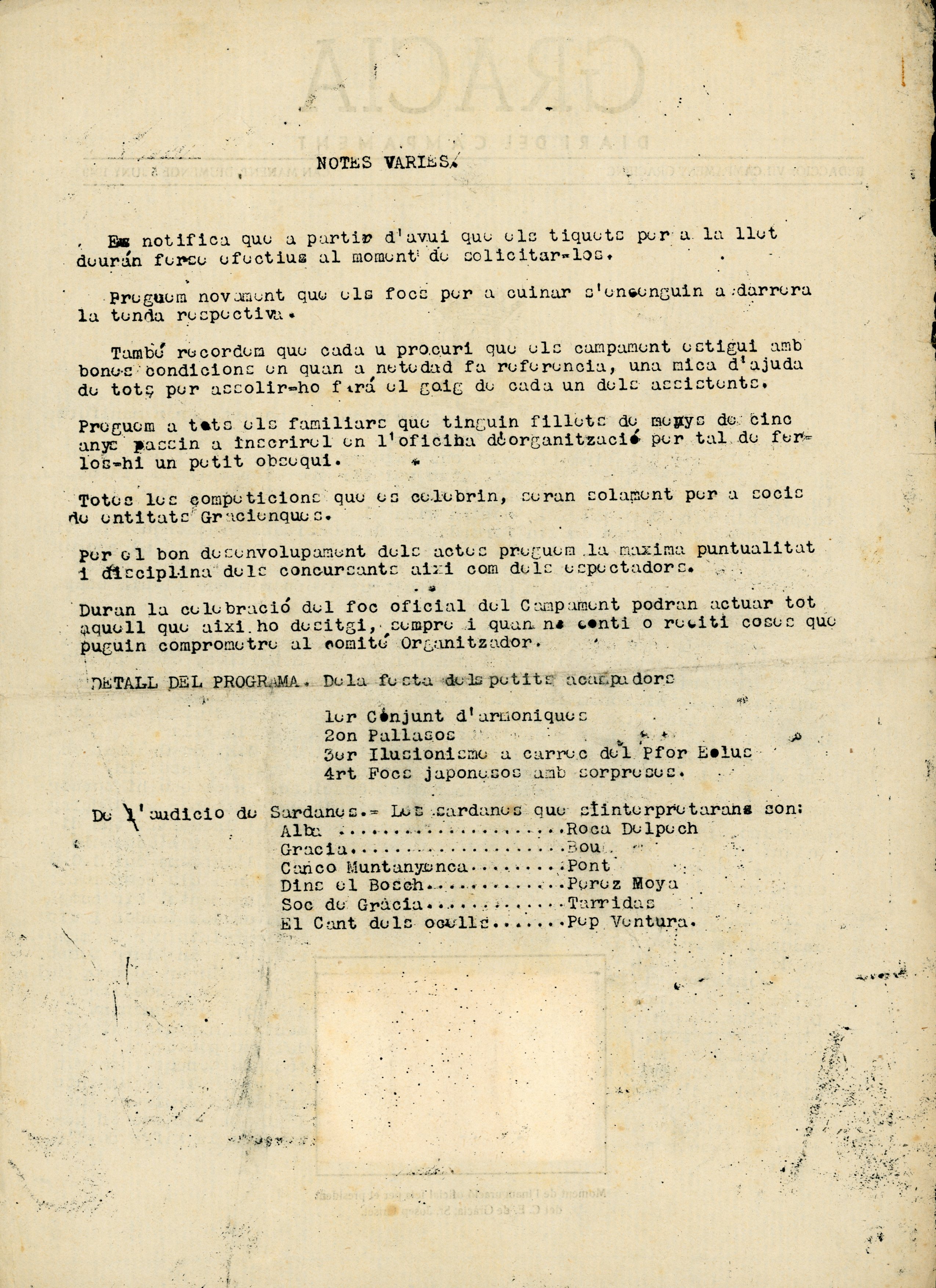 Gracia : Diari del campament : VII Campament Gracienc - Miniatura 2